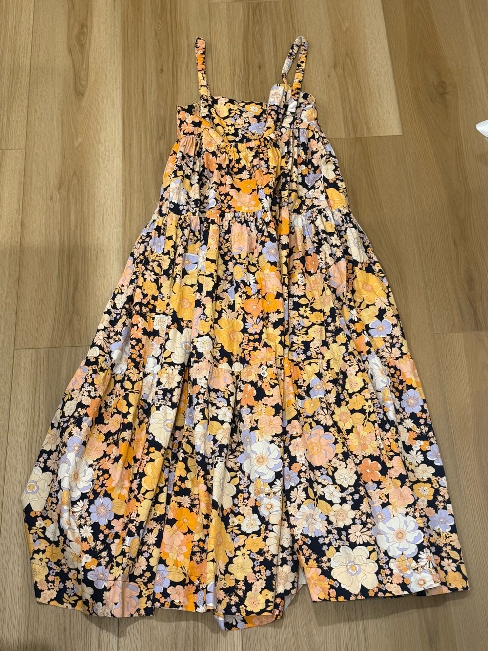 Free People Park Slope Floral Maxi Dress Dark Combo Size Small Oversized - Picture 6 of 9